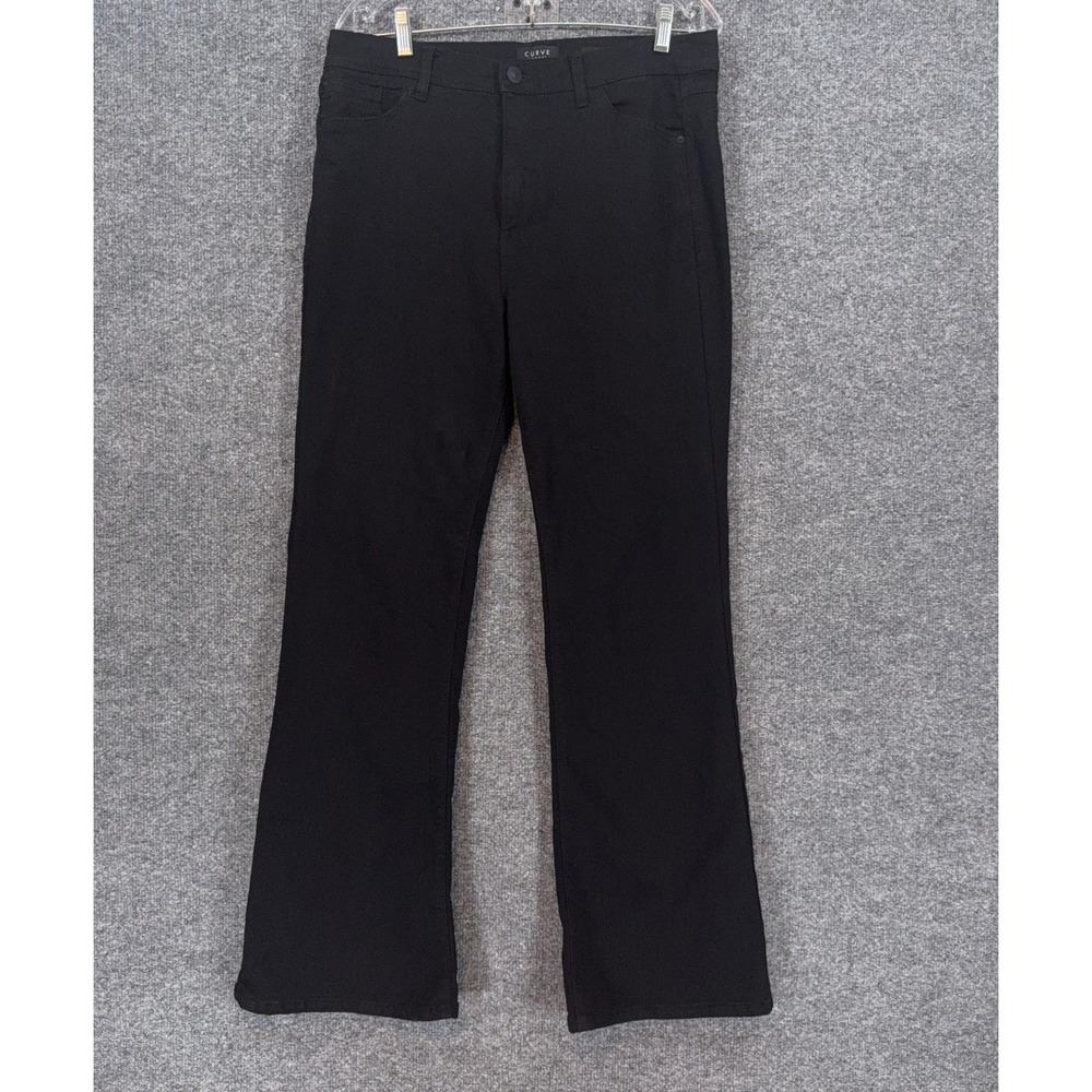 Curve Appeal Flare Jeans Womens 12 Black High Rise Stretch Denim Casual Everyday